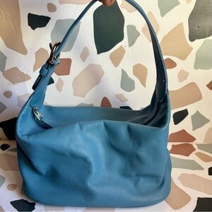 COACH 4145 Vintage One Shoulder Bag  Blue Leather Hobo Y2K